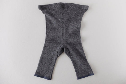 リネンニット マチ付きショートレギンス|チャコール