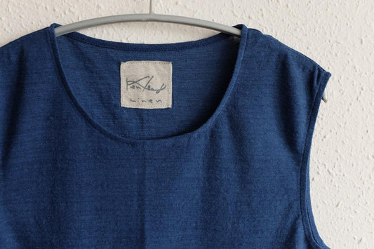 リネンコットンアンダーウェア ノースリーブ|レディース|スモークブルー