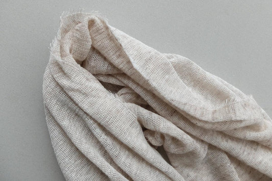 リネンニットストール|Lブラウン×ホワイト