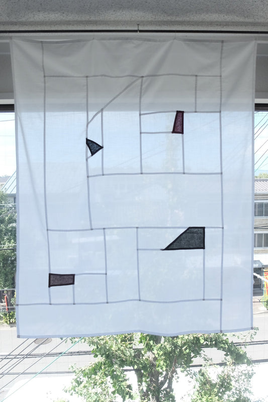 【限定1点】ポジャギカーテン|102×85cm|濃青赤