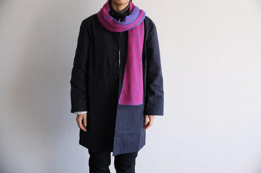 リネンニットストール|パープル×ピンク