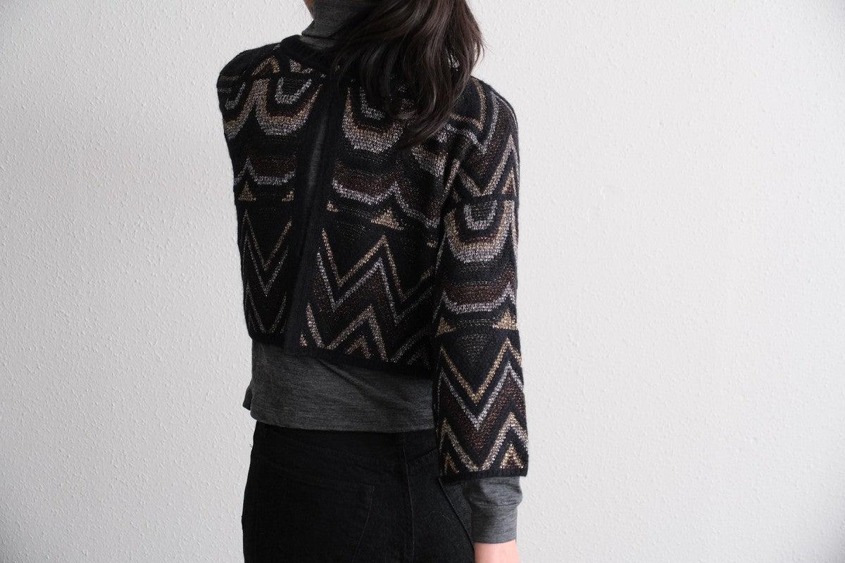 【new】enrica ジャガードニット ボレロ / black