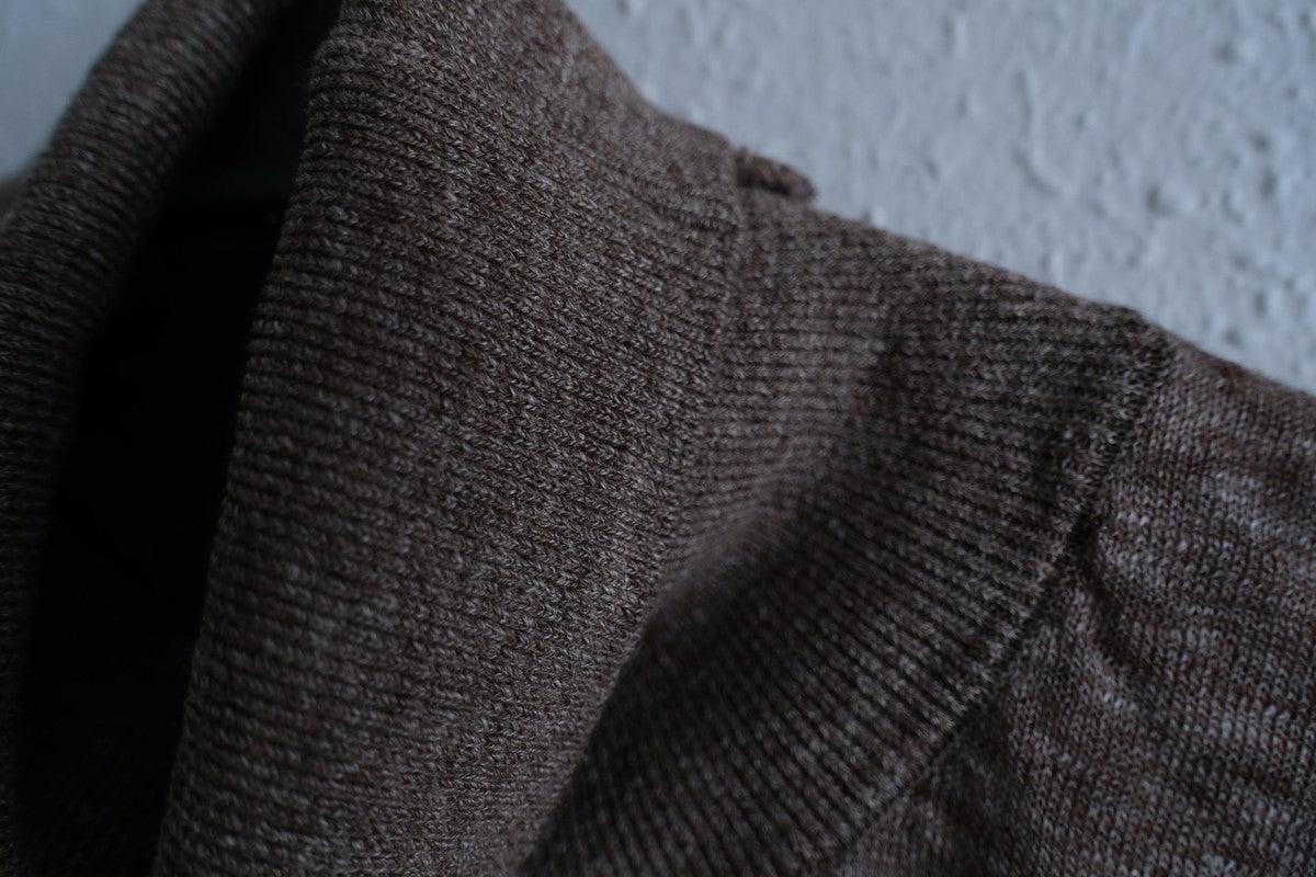 リネンニット タートルネック長袖二重プルオーバー|レディース|ブラウン