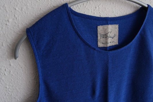 リネンコットンアンダーウェア ノースリーブ|レディース|サファイヤ