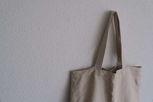 【2点限定】接ぎトートバッグ リネン中厚地 ドビー二重織 生成り・オレンジ