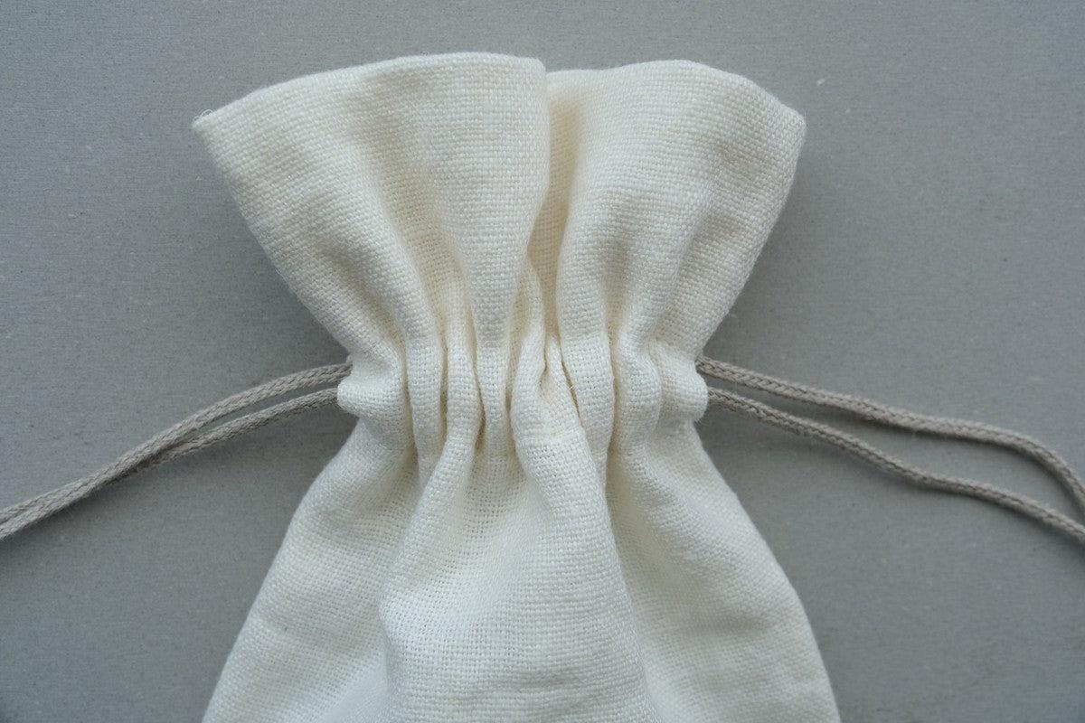 【2点限定】巾着袋M リネン中厚地 オフ白