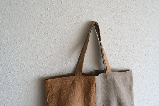 シャトルリネン柿渋染めトートバッグ 2色合わせ