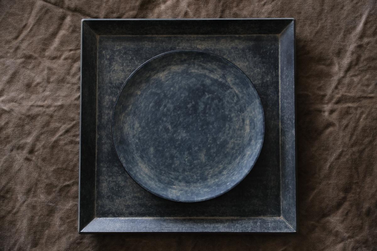 一閑張木皿 栓 23.5cm