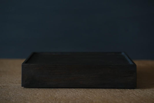 徒爾 角高茶盤 サクラ・黒漆