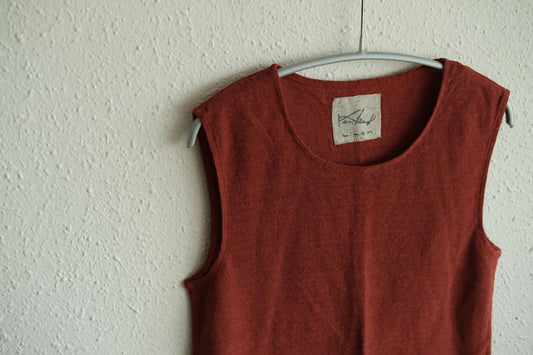 リネンコットンアンダーウェア ノースリーブ|レディース|コッパーレッド