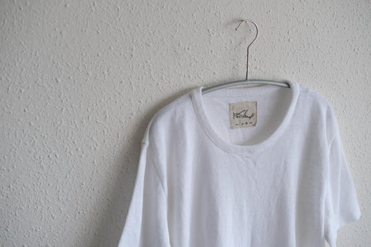 リネンニット半袖プルオーバー|ユニセックス|白