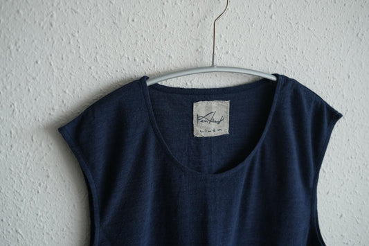 リネンコットンアンダーウェア ノースリーブ|メンズ|ダークネイビー