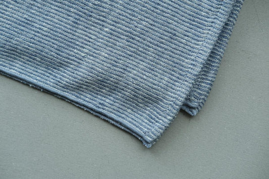 リネンニット ストライプフェイスタオル|ライトネイビー×ホワイト