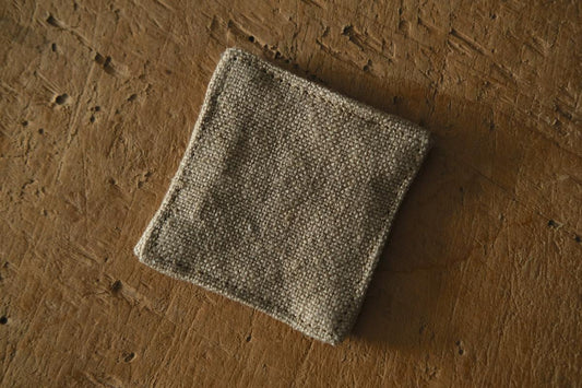リネンコースター 6×6cm|厚地・サンドベージュ