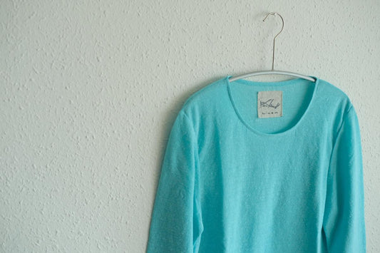 リネンコットンアンダーウェア7分袖|レディース|アイスブルー