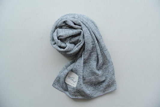 リネンニットストール|ダークグレー×ホワイト