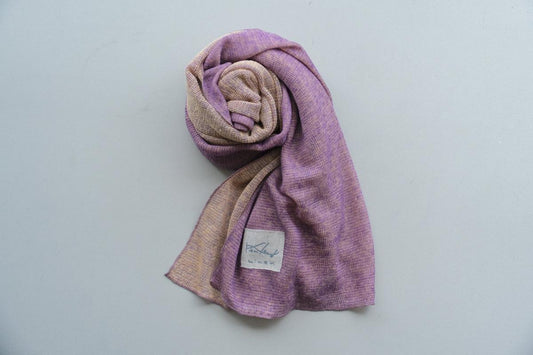 リネンニットストール|パープル×コーテルピンク