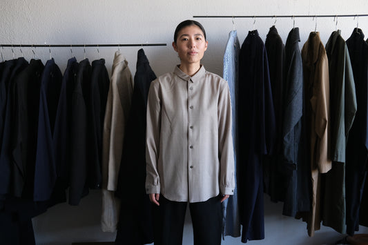 MITTAN / ストレッチNMウールシャツ 灰茶 SH-145 / unisex