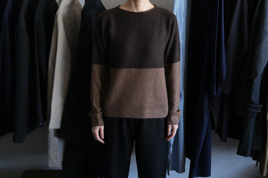 enrica cashmere sable knit|camel×brown