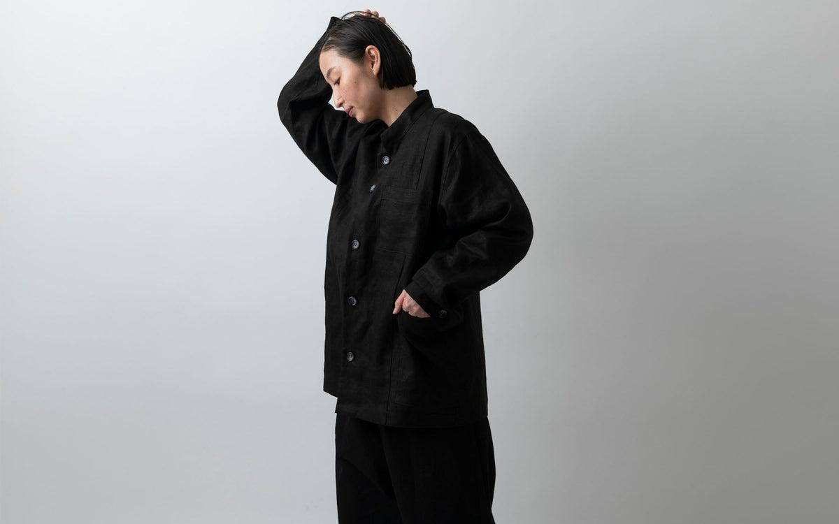 木間服装製作 jacket リネン black｜unisex freesize