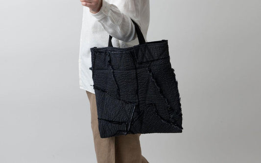 MITTAN / 中わた刺し子織バッグ 灰 ZR-16