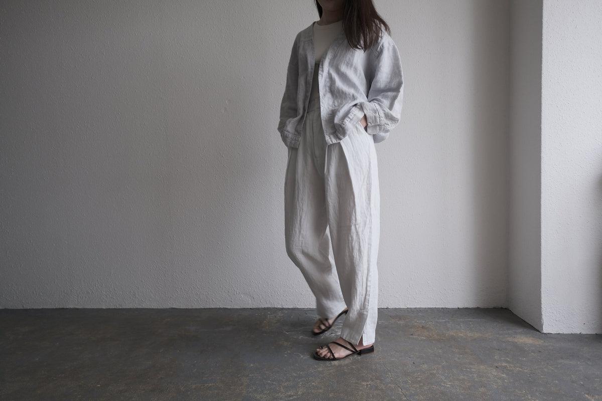 enrica リネンデニム　タックパンツ enrica 草木染めリネンデニムパンツ gardenia-blue – PINT_MN