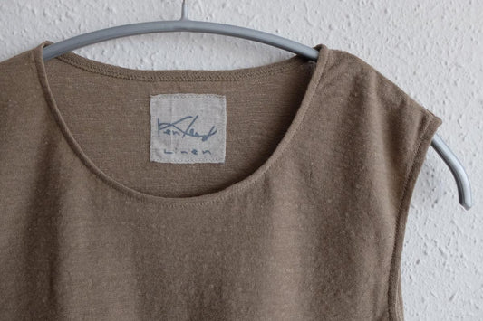 リネンコットンアンダーウェア ノースリーブ|レディース|サンドベージュ