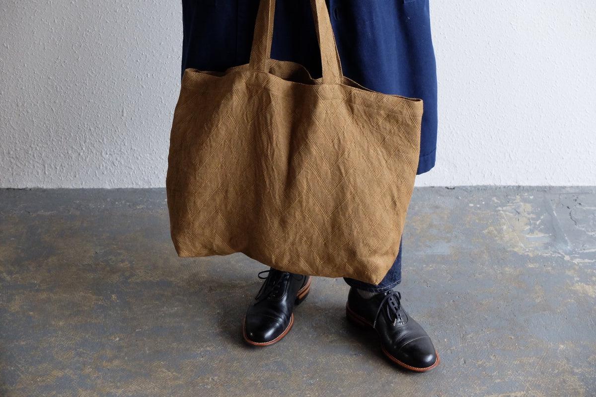 リネンジャガード織トートバッグ|ペイズリー モスグリーン