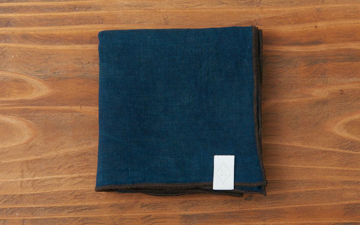 本藍染めリネンハンカチ 無地|薄藍