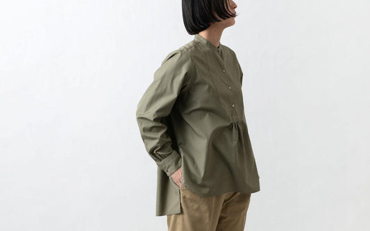 HANDROOM WOMEN'S クラシックフロントプルオーバーシャツ khaki|ladies|2size