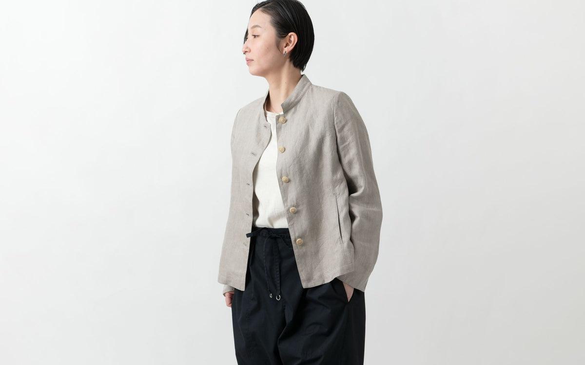 HANDROOM WOMEN'S リネン スタンドカラージャケット beige｜ladies｜2size