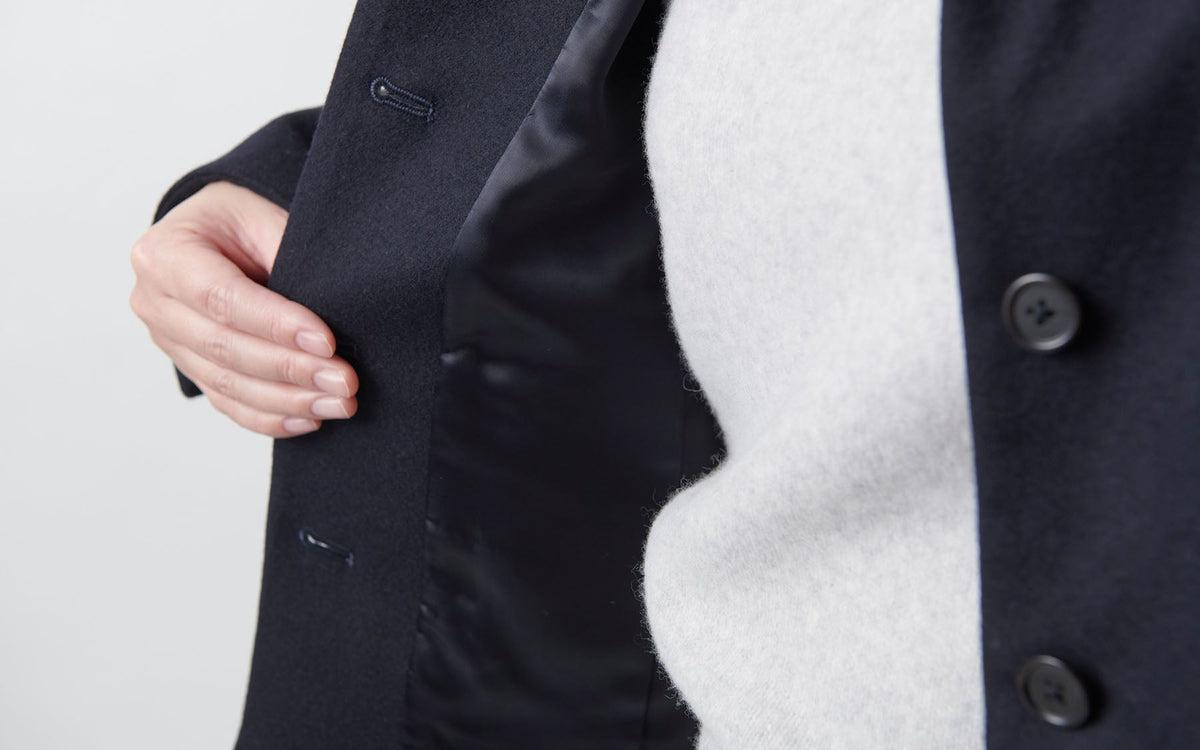 HANDROOM WOMEN'S タスマニアウール スタンドカラージャケット gray|ladies|2size