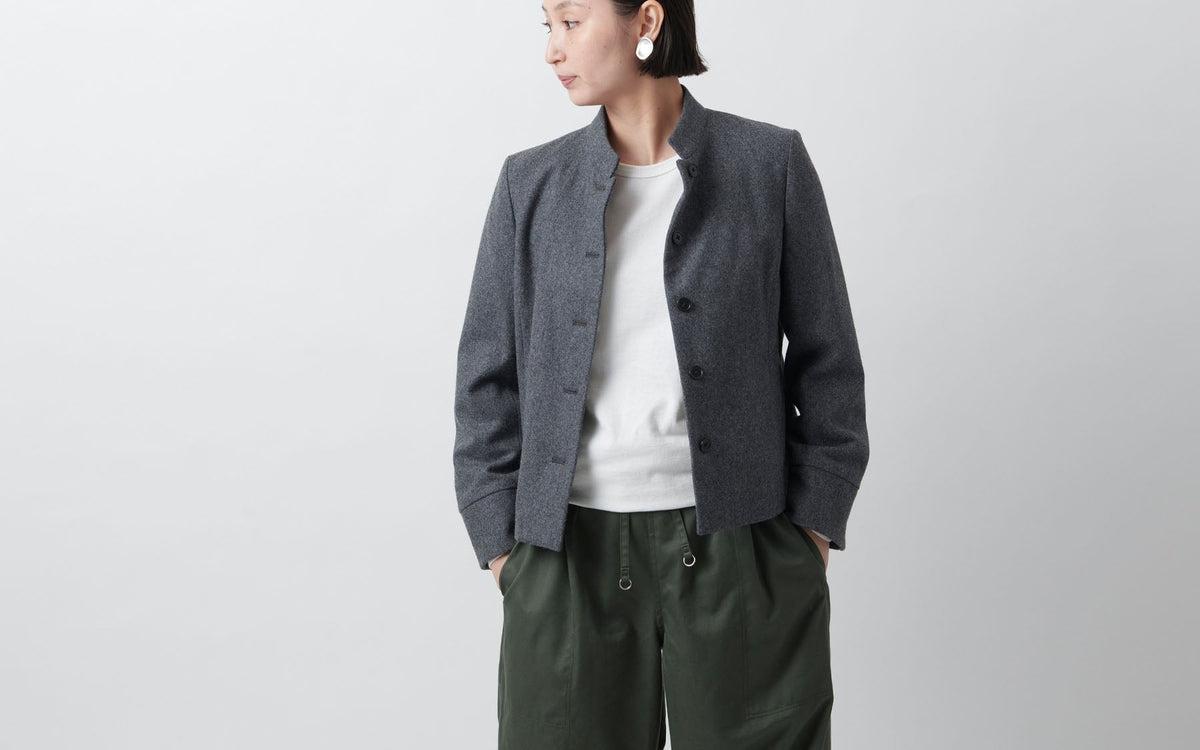 HANDROOM WOMEN'S タスマニアウール スタンドカラージャケット navy|ladies|2size
