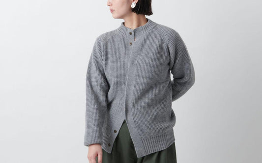 MITTAN / 軽量ウールニットブルゾン 灰 KN-14 / unisex