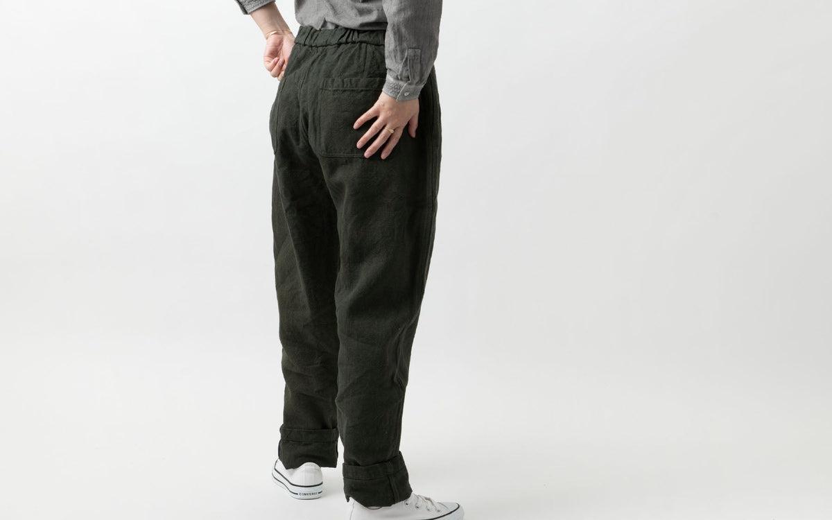 MITTAN / flax ramie long pants PT-13 dark green / unisex – PINT_MN