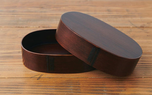 曲げわっぱ 楕円弁当箱(大)拭き漆