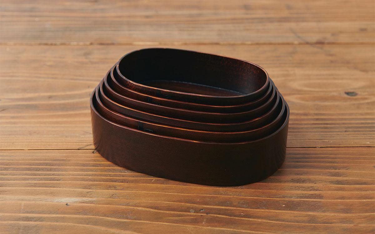 曲げわっぱ 楕円弁当箱(大)拭き漆