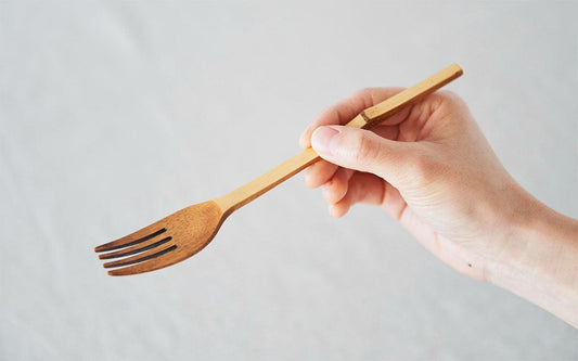 竹のフォーク 拭き漆 生漆(茶)