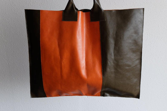 ビッグレザートートバッグ パッチワーク(B)