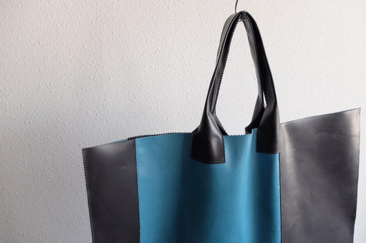 ビッグレザートートバッグ パッチワーク(D)