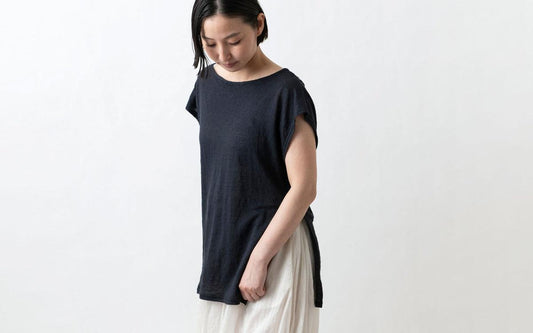 enrica linenknit cutsew|black