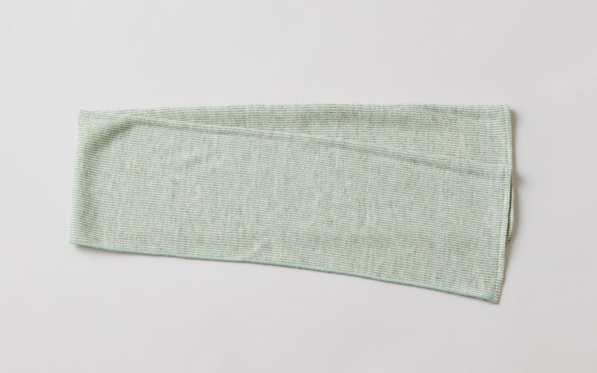 ホワイトとグリーンのストライプフェイスタオル