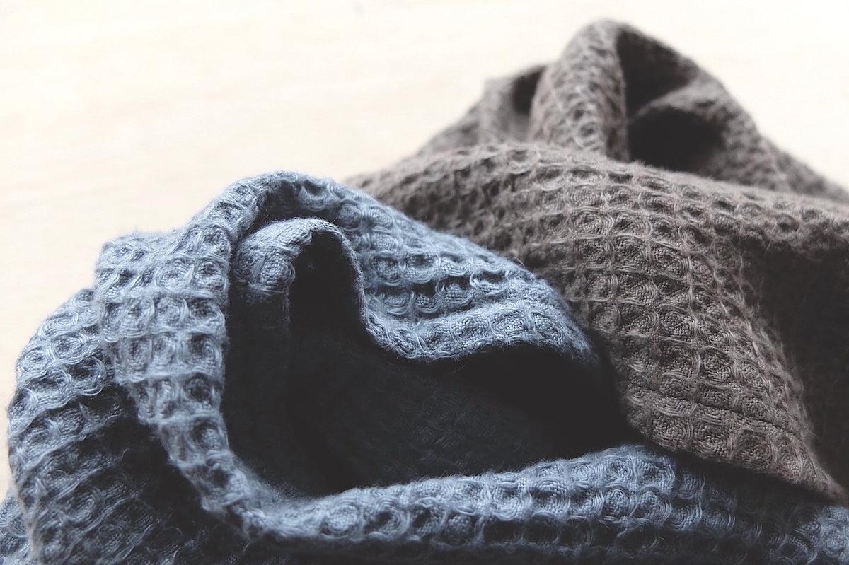 【再入荷】リネンワッフル バスタオル グレー