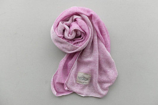 リネンニットストール|オフ白×パープル