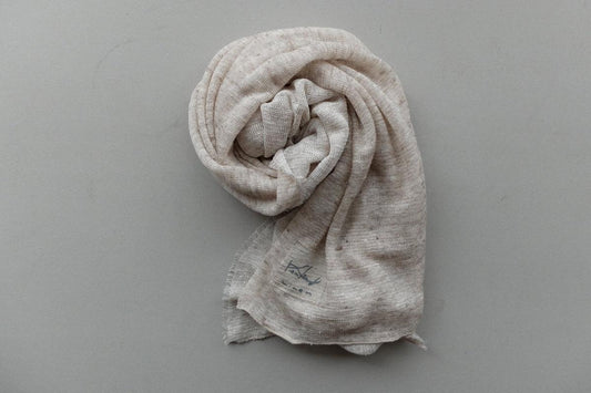 リネンニットストール|Lブラウン×ホワイト