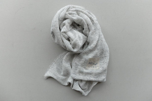 リネンニットストール|Lグレー×ホワイト
