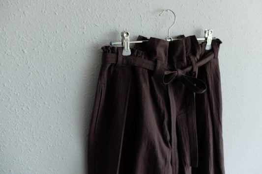 きるもの 袴パンツ|コットンワッシャー 茶|unisex freesize