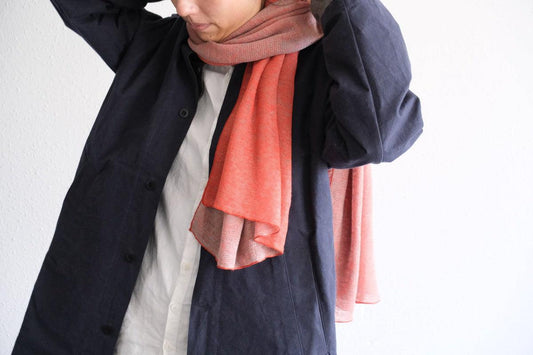 リネンニットストール|オレンジ×ナチュラル