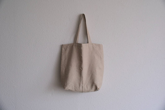 【2点限定】接ぎトートバッグ リネン中厚地 ドビー二重織 生成り・オレンジ