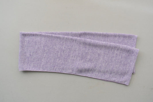 リネンニット ストライプフェイスタオル|パープル×ホワイト